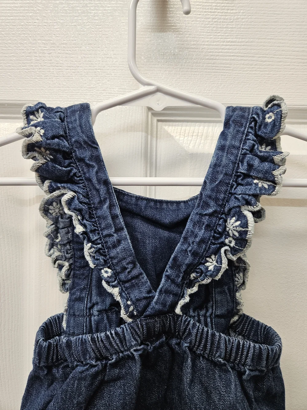 Old Navy Dark Blue Denim Bubble Ruffle Romper 18-24mo NWOT
